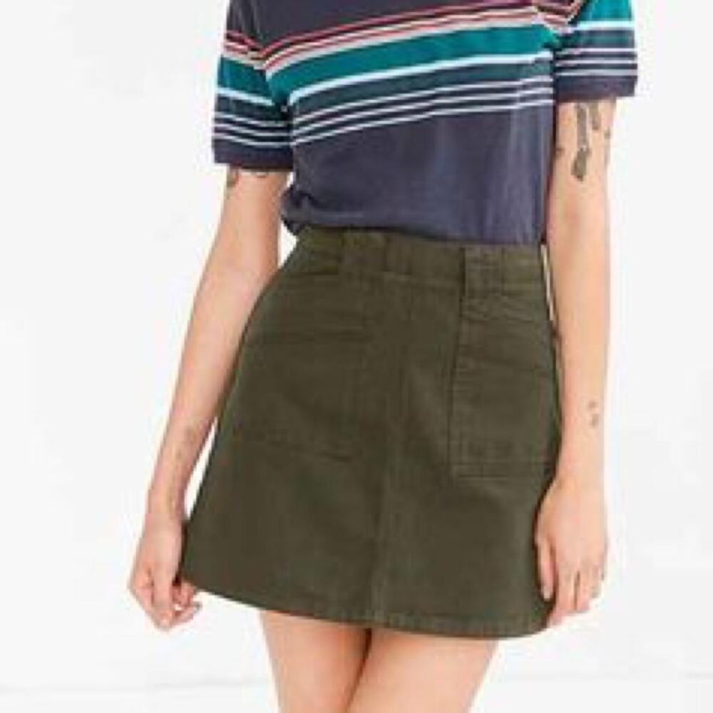 BDG Urban Outfitters Green Wash Denim Mini Jean Skirt Women's Size XS